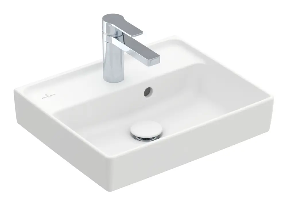 Versand Am Gleichen Tag Villeroy & Boch Collaro Handwaschbecken mit Überlauf 450 x 370 x 150 mm - Stone White mit CeramicPlus