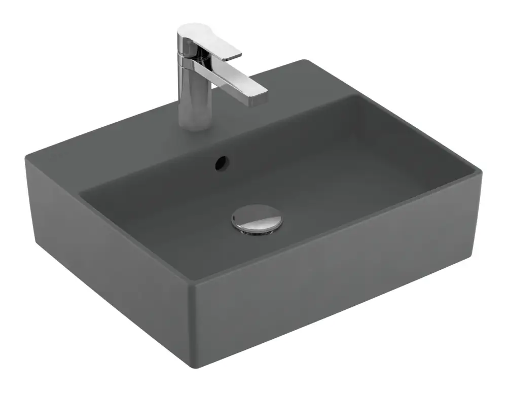 Villeroy & Boch Memento 2.0 Aufsatzwaschbecken mit Überlauf 498 x 420 x 139 mm - Graphite mit CeramicPlus Super-Preis