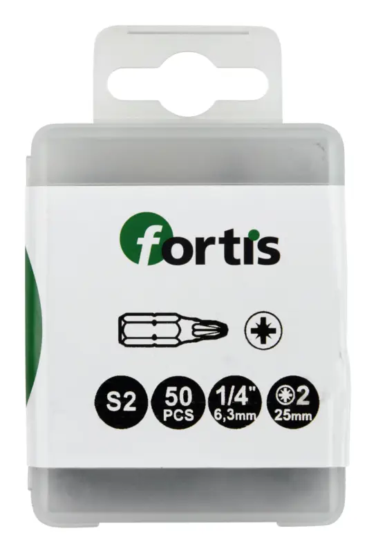 Fortis Bit 1/4" für Kreuzschlitz-Schrauben, DIN3126 C6,3 PZ2 50er Pack Aktuell