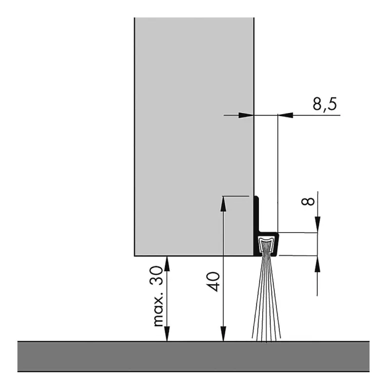 Ellen Türbodendichtung alu IBS 40 100 cm Bürstenhöhe 20 mm Begrenztes Angebot