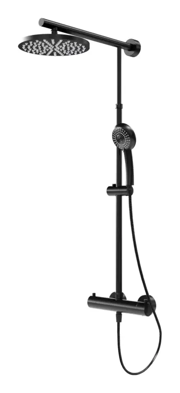 Highlight Schulte ExpressPlus 72H DuschMaster Rain Classic Black Style mit Thermostat, Kopfbrause rund - schwarz