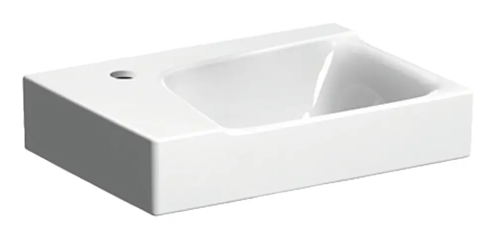 Geberit Xeno² Handwaschbecken mit Hahnloch links ohne Überlauf 400 mm x 280 mm - Weiß KeraTect Markenprodukt