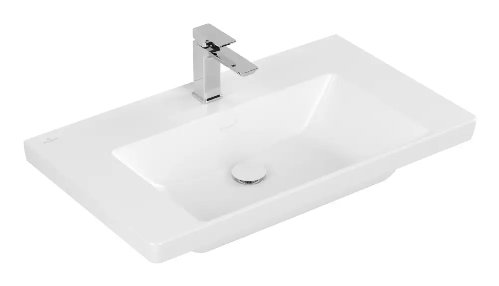 Villeroy & Boch Subway 3.0 Schrankwaschtisch ohne Überlauf mit 1 Hahnloch 800 x 470 x 165 mm - Stone White mit CeramicPlus Bestpreis