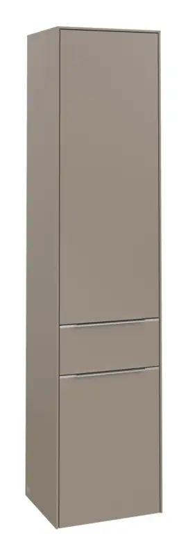 Villeroy & Boch Subway 3.0 Hochschrank 2 Türen 1 Auszug Anschlag rechts 400 x 346 x 1710 mm - Taupe / Aluminium glänzend Neu