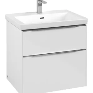 Villeroy & Boch Subway 3.0 Waschbeckenunterschrank für Becken mittig 2 Auszüge 622 x 576 x 462 mm - Brilliant White / Aluminium glänzend Schneller Versand