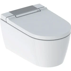 Sofort Bestellen Geberit AquaClean Sela Dusch-WC TurboFlush wandhängend spülrandlos mit Absenkautomatik - Hochglanz-Verchromt mit KeraTect