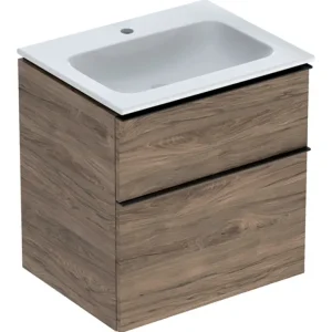 Geberit iCon Komplett-Set 2 Schubladen 600 x 630 x 480 mm - Dekor Nussbaum hickory / Griff Lava / WT Weiß mit KeraTect Letzte Chance