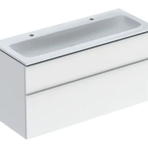 Geberit iCon Komplett-Set 2 Schubladen 1200 x 630 x 480 mm - Dekor Weiß hochglänzend / Griff Hochglanz-Verchromt / WT Weiß mit KeraTect Beliebt