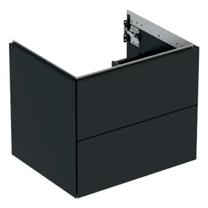 Geberit ONE Waschtischunterschrank mit 2 Schubladen 592 x 504 x 470 mm - Schwarz matt lackiert Schneller Versand