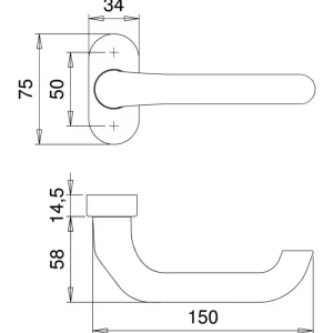 Edi Feuerhemmend-Drücker-Halbgarnitur, Ares FS 1300/2133,9, RAL 9016 beschichtet Direkt Vom Hersteller