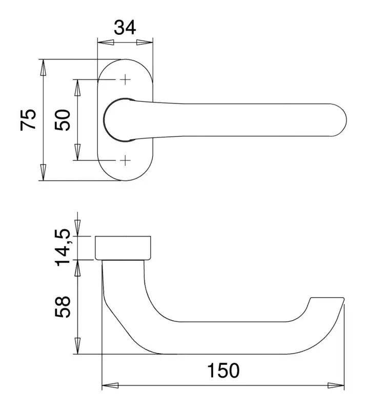 Edi Feuerhemmend-Drücker-Halbgarnitur, Ares FS 1300/2133,9, RAL 9016 beschichtet Direkt Vom Hersteller