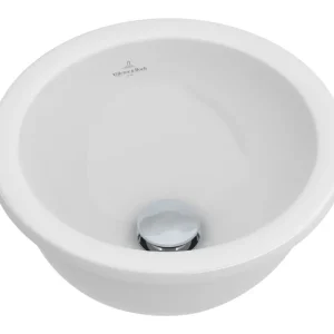 Online Kaufen Villeroy & Boch Loop & Friends Einbauwaschbecken Rund ohne Hahnloch mit Überlauf 345 x 345 mm - Star White mit CeramicPlus