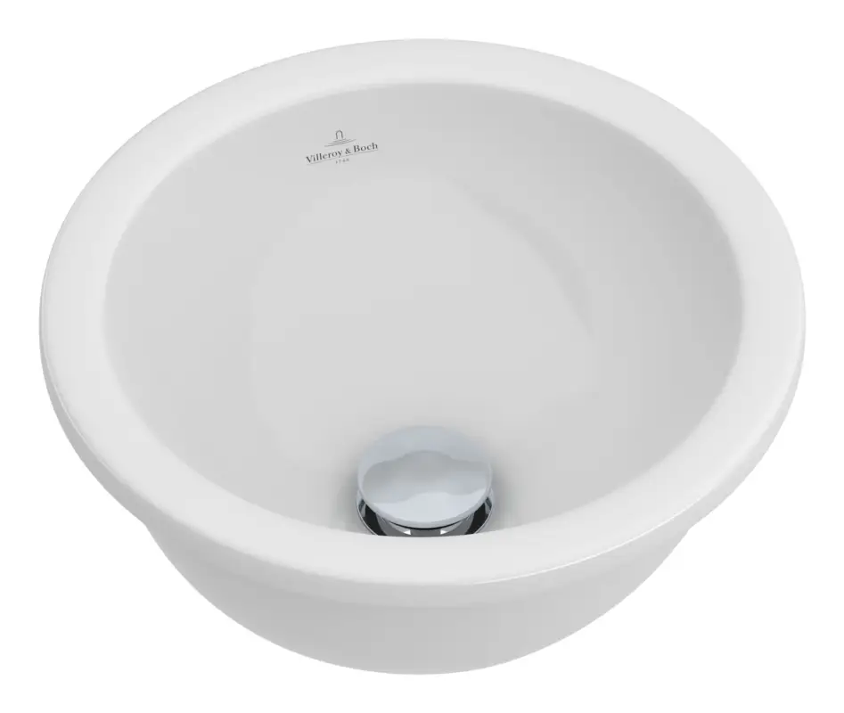 Online Kaufen Villeroy & Boch Loop & Friends Einbauwaschbecken Rund ohne Hahnloch mit Überlauf 345 x 345 mm - Star White mit CeramicPlus