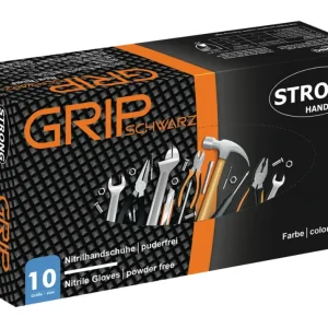 Nur Heute Stronghand Einweghandschuh Grip, Nitril, ungepudert, orange, Größe 11, Box