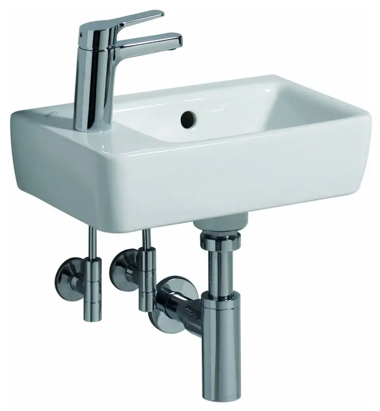 Geberit Renova Compact Handwaschbecken 400 mm x 250 mm mit Hahnloch links - Weiß Alpin KeraTect Sonderaktion