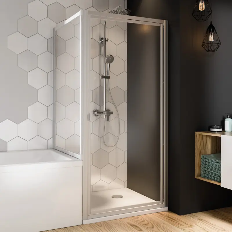 Breuer Fara 4 Badewannenseitenwand für Drehtür oder Schiebetür (auf Wanne) Klarglas hell 80 cm - Alu Silber matt Must-Have
