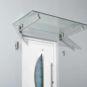 Billig Gutta HD Rechteckvordach 1400 x 800 mm Verbundglas Klar Edelstahl