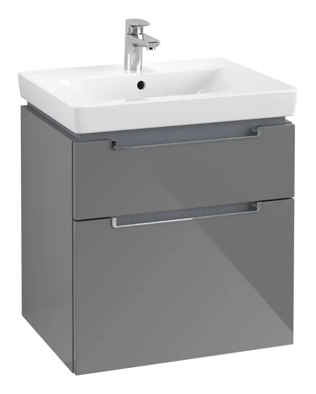 Villeroy & Boch Subway 2.0 Waschbeckenunterschrank für Becken mittig 2 Auszüge 587 x 590 x 454 mm - Glossy Grey Markenware