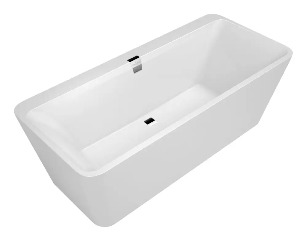 Schneller Versand Villeroy & Boch Squaro Edge 12 Freistehende Badewanne nahtlos 1800 x 800 mm - Weiß Alpin / Verchromt