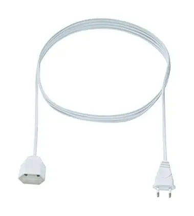 Billig Bachmann EURO-Verlängerung 2m 2x0,75qmm PVC weiß Euro-Stecker Euro-Kupplung 0-70°C 300V