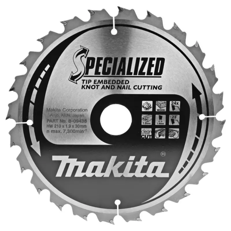 Versand Am Gleichen Tag Makita Zubehör B-09438 HM-Sägeblatt Tip E 210 x 30/25 x 24T