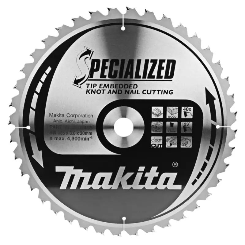 Makita Zubehör B-09466 HM-Sägeblatt Tip E 355 x 30 x 40T Begrenztes Angebot