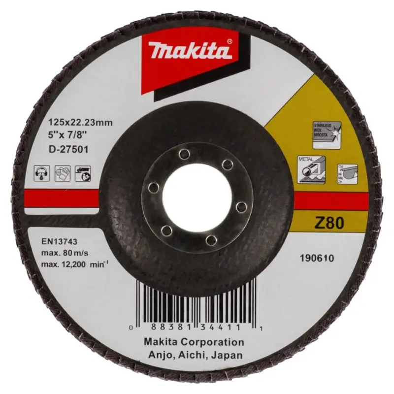 Neue Ware Makita Accesorios D-27501 Disco de láminas Makita 125x22 K80