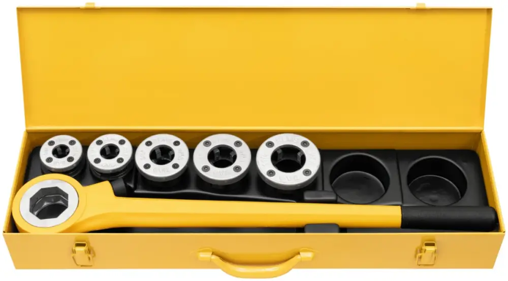 Rems 520013 Eva Set R 3/8-1/2-3/4-1-1 1/4 inch Handdraadsnij-ijzer met snelwisselsnijkoppen Preis Gesenkt