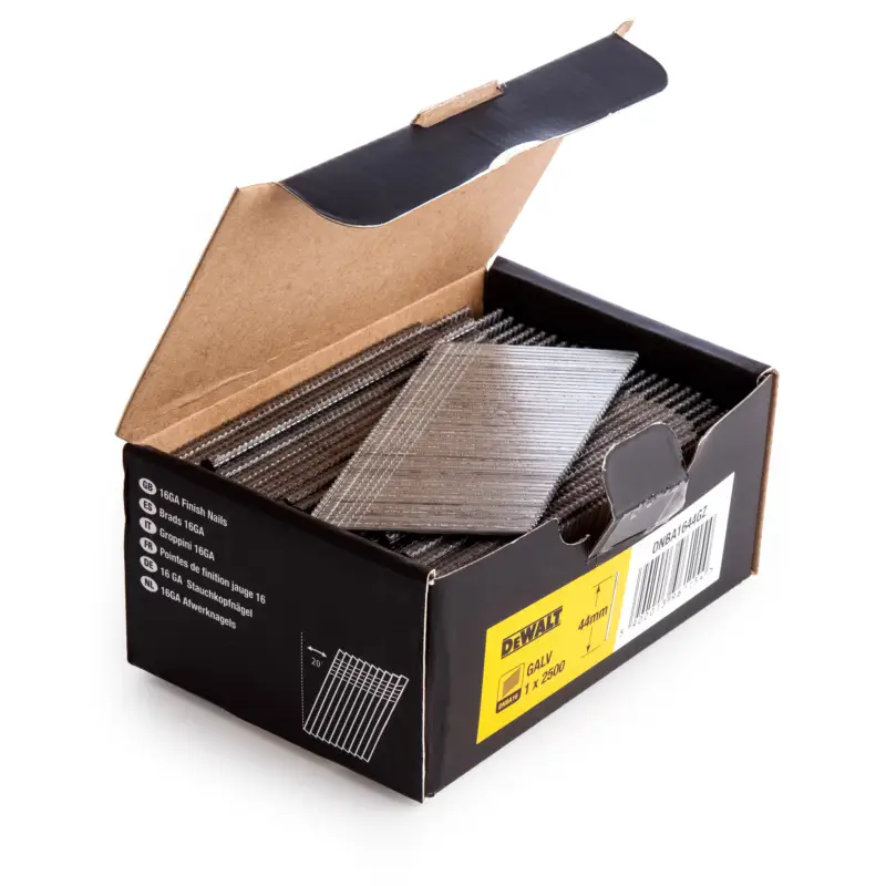Neue Kollektion DeWALT Accessoires DNBA1638GZ Pointes 16 Gauge angle 20° Galva 2500 pièces 38 mm