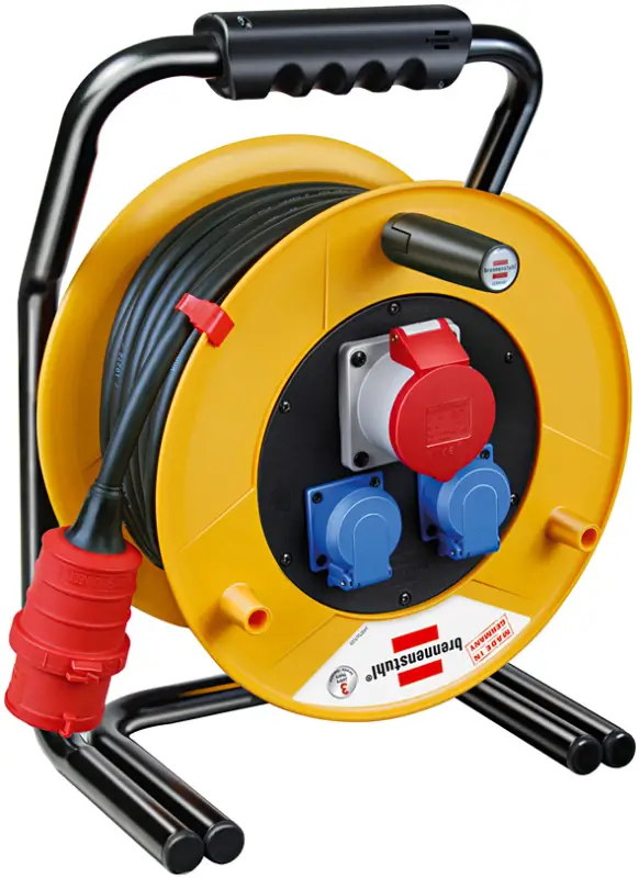 Brennenstuhl 1316200 Brobusta Carrete de cable CEE 1 40m H07RN-F 5G1,5 IP44 16A para obras Beliebt
