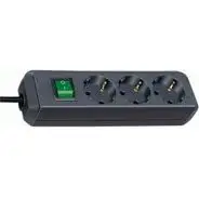 Brennenstuhl 1152900 Regleta Eco-Line 3 enchufes + interruptor 5m H05VV-F 3G1,5 negro Schneller Versand