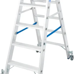 Krause Alu-Stufendoppelleiter fahrbar 2x5 Stufen Knallerangebot