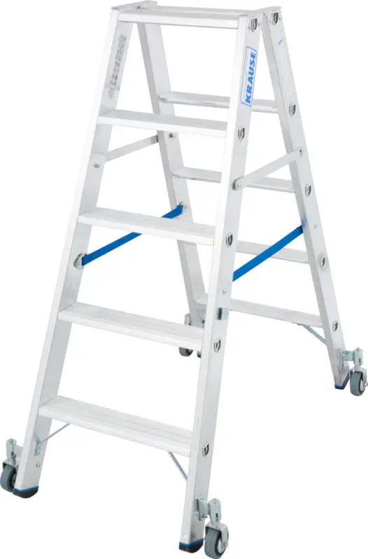 Krause Alu-Stufendoppelleiter fahrbar 2x5 Stufen Knallerangebot