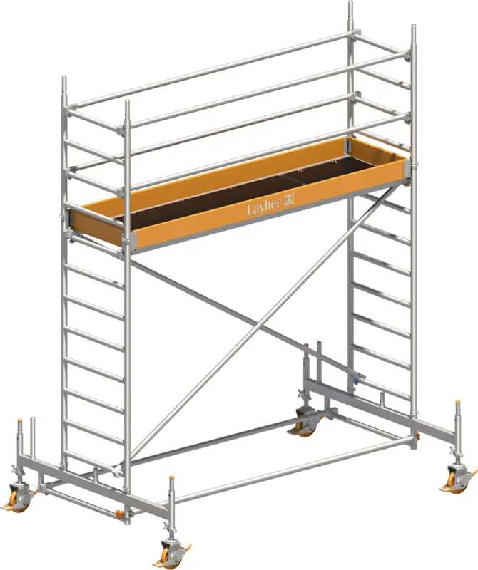 Geprüft Fahrgerüst Layher Uni Standard 1102 mit Geländer-Optimierung