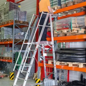 Top-Angebot euroline Podestleiter PREMIUM Alu mit schmalem Fahrwerk 7 Stufen