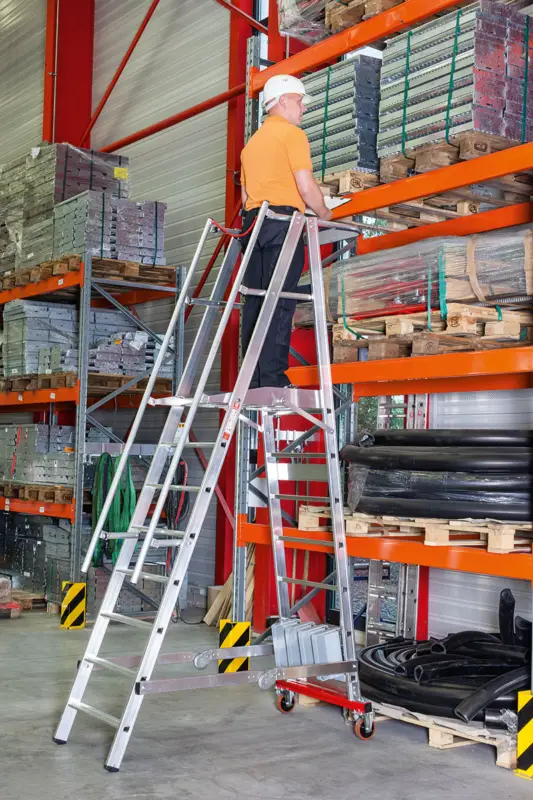 Top-Angebot euroline Podestleiter PREMIUM Alu mit schmalem Fahrwerk 7 Stufen