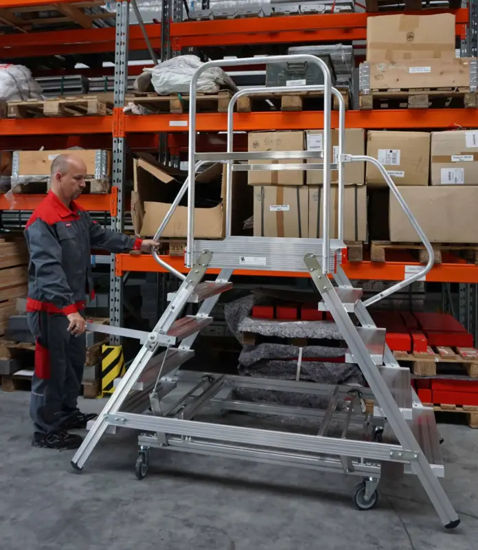 euroline Mobile Podesttreppe PREMIUM Alu 4 Stufen Sofort Bestellen