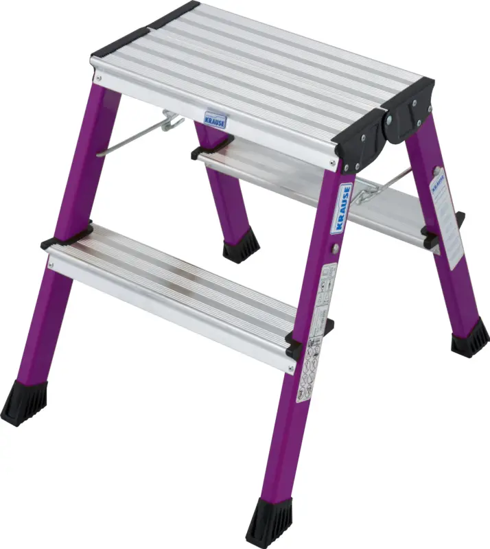 Neu Im Sortiment Krause Alu-Doppel-Klapptritt Rolly® 2x2 Stufen Pink