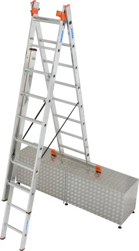 Billig Krause Alu-Sprossenvielzweckleiter Tribilo® treppengängig 3x10 Sprossen