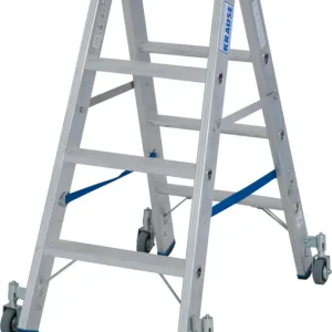 Krause Alu-Stufendoppelleiter fahrbar 2x4 Stufen Preisknaller