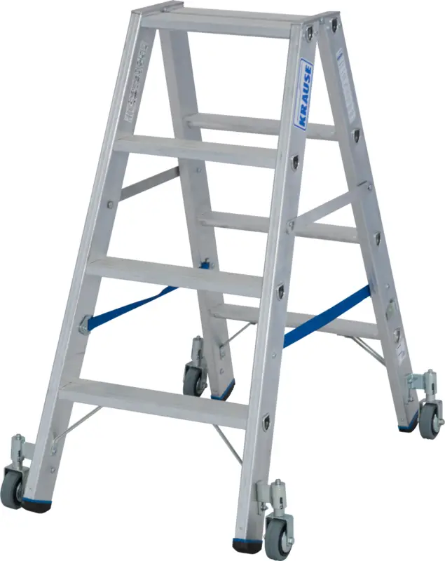 Krause Alu-Stufendoppelleiter fahrbar 2x4 Stufen Preisknaller