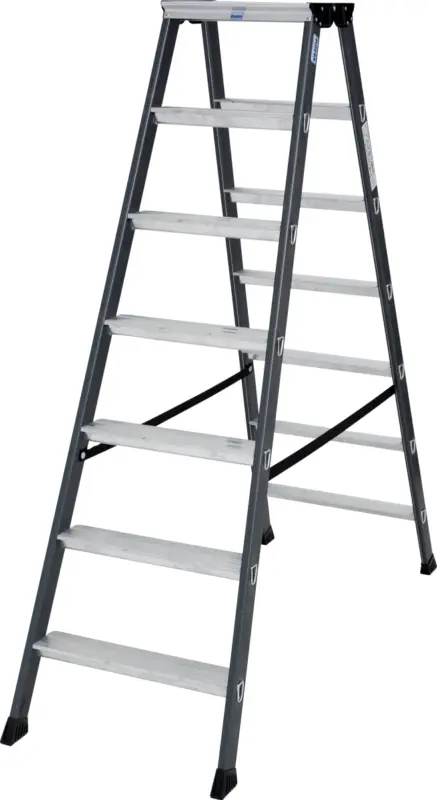 Bestpreis Krause Alu-Stufendoppelleiter SePro® D eloxiert 2x7 Stufen