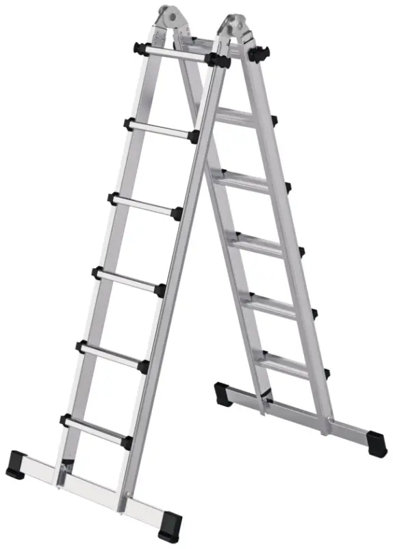 Günzburger Teleskopleiter mit Traverse 4-teilig 4x6 Sprossen Preis Gesenkt