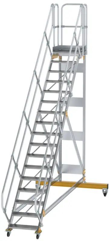 Günzburger Podesttreppe fahrbar 45° 17 Stufen - 600 mm breit Heißes Angebot