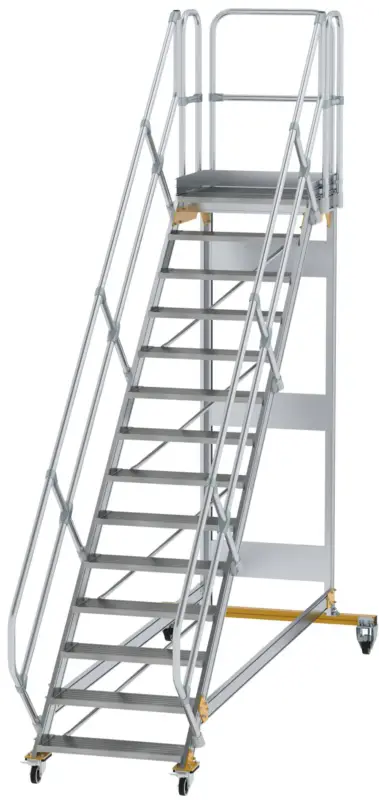 Aktuell Günzburger Podesttreppe fahrbar 45° 14 Stufen - 800 mm breit