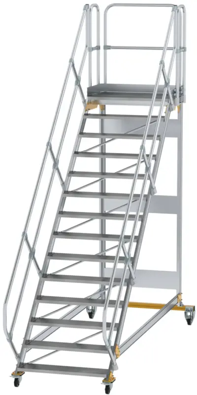 Günzburger Podesttreppe fahrbar 45° 14 Stufen - 1000 mm breit Echt