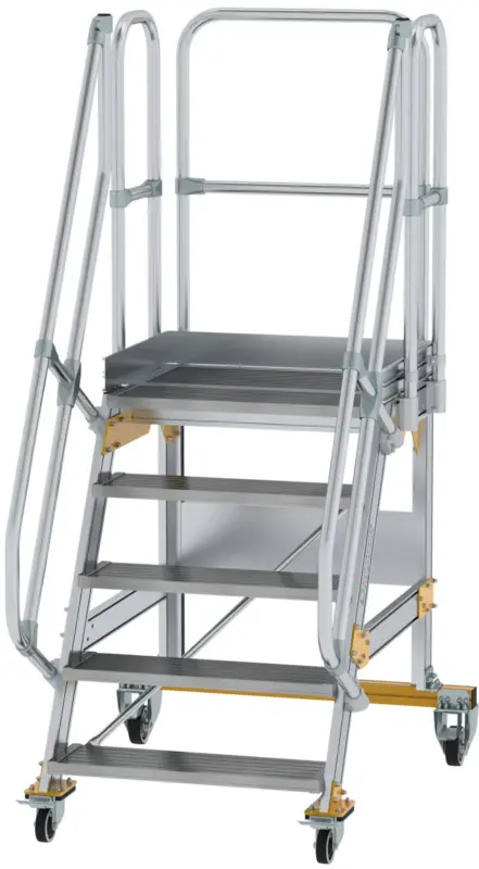 Zertifiziert Günzburger Podesttreppe fahrbar 60° 5 Stufen - 800 mm breit