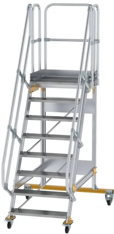 Günzburger Podesttreppe fahrbar 60° 8 Stufen - 800 mm breit Beliebt
