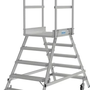 Krause Alu-Podestleiter mit Lenkrollen 2x5 Stufen Top-Preis
