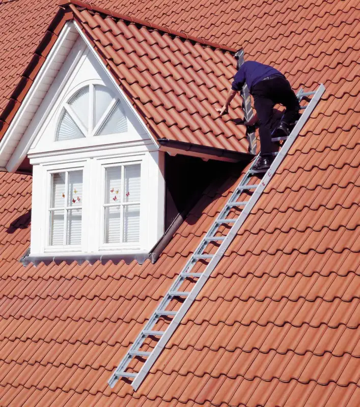 euroline Dachauflegeleiter PREMIUM RAL 8004 Alu 14 Sprossen Mega-Angebot
